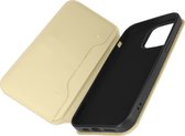 Hoes Geschikt voor Apple iPhone 14 Pro Max Kunstleer Magnetische Tab Kaarthouder Goud