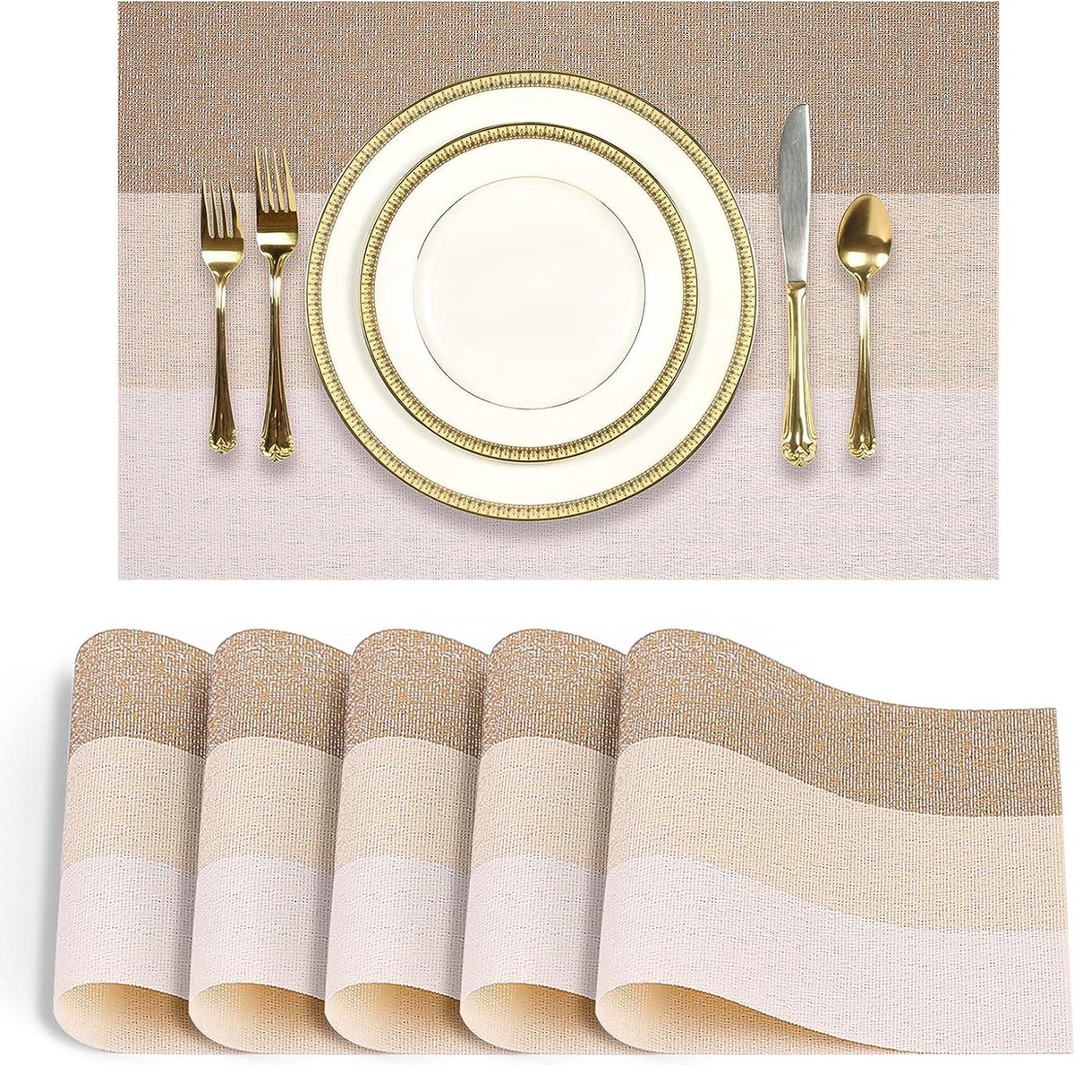 van pvc-geweven placemats, afwasbaar, hittebestendig, antislip, placemats voor keuken, thuis, restaurant, eetkamer