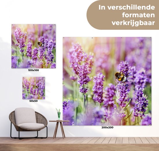 Décoration de jardin lavande - Fleurs - Nature - 200x200 cm - Jardin - Décoration clôture - Affiche jardin - Toile clôture - Affiche extérieur - Décoration jardin - Décoration balcon - Peinture jardin