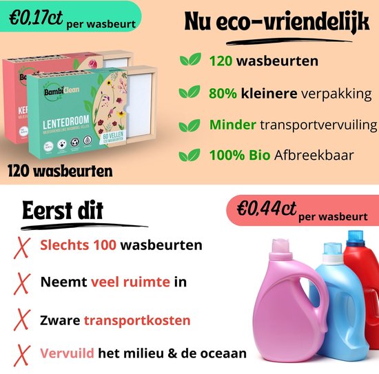 BambiClean Wash Strips Spring Dream - 120 lavages - Lingettes détergentes écologiques - Bandes détergentes