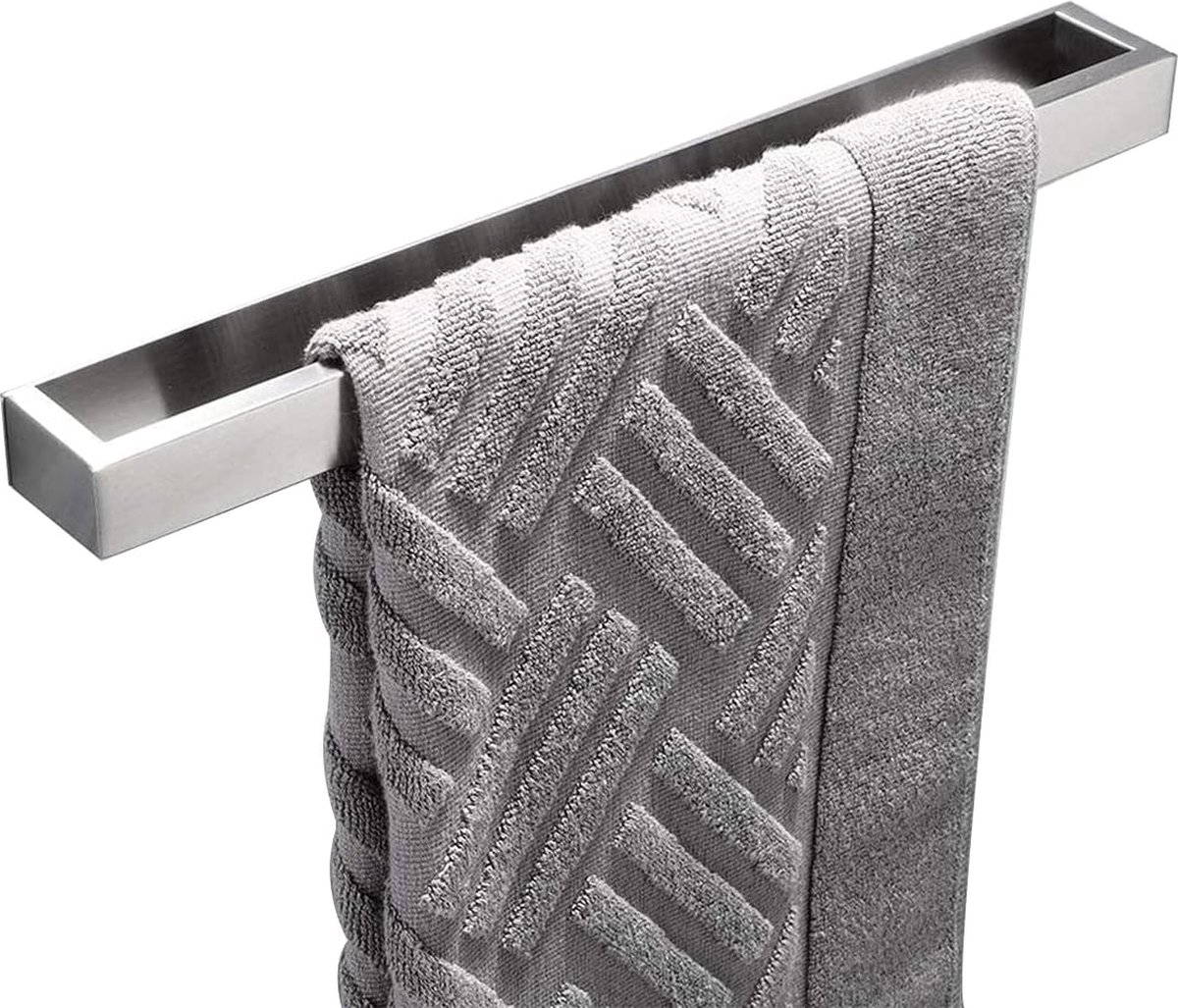 40 cm handdoekhouder badkamer wand roestvrij staal handdoekstang badhanddoekhouder zelfklevend zonder boren, geborsteld zilver