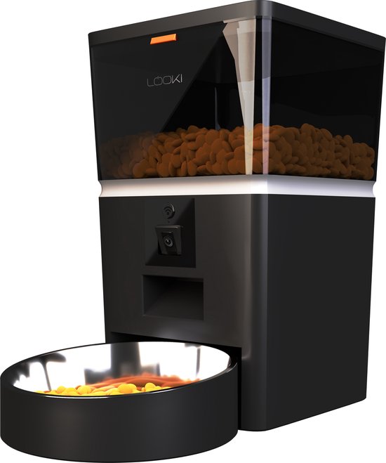 Looki® Slimme Voerautomaat met App - Matzwart - Katten & Honden - Automatisch - Instelbaar Voedingsschema - WIFI - Voerbak zwart