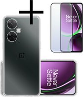 Hoes Geschikt voor OnePlus Nord CE 3 Lite Hoesje Cover Siliconen Back Case Hoes Met Screenprotector - Transparant