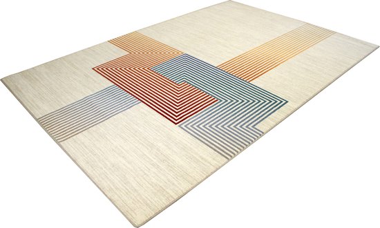 Wollen vloerkleed - 200x300cm - Voor binnen - Designer - Modern - Geometrisch- Woonkamer - Kantoor - Laagpolig - Carpet