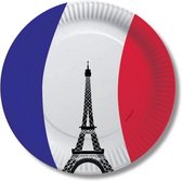 Frankrijk wegwerp bordjes 30x stuks - kartonnen Franse thema borden - feestartikelen versieringen