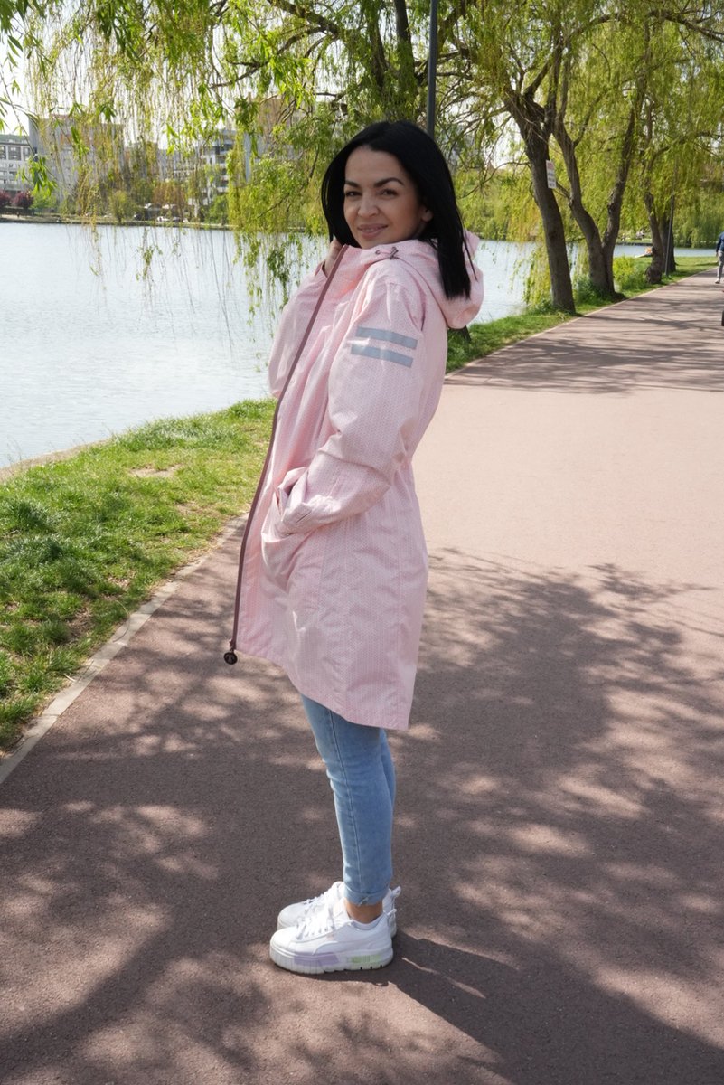 Ducksday - regenparka voor dames - halflang - reflectoren - regenjas - waterdicht - ademend - roze — afbeelding 5