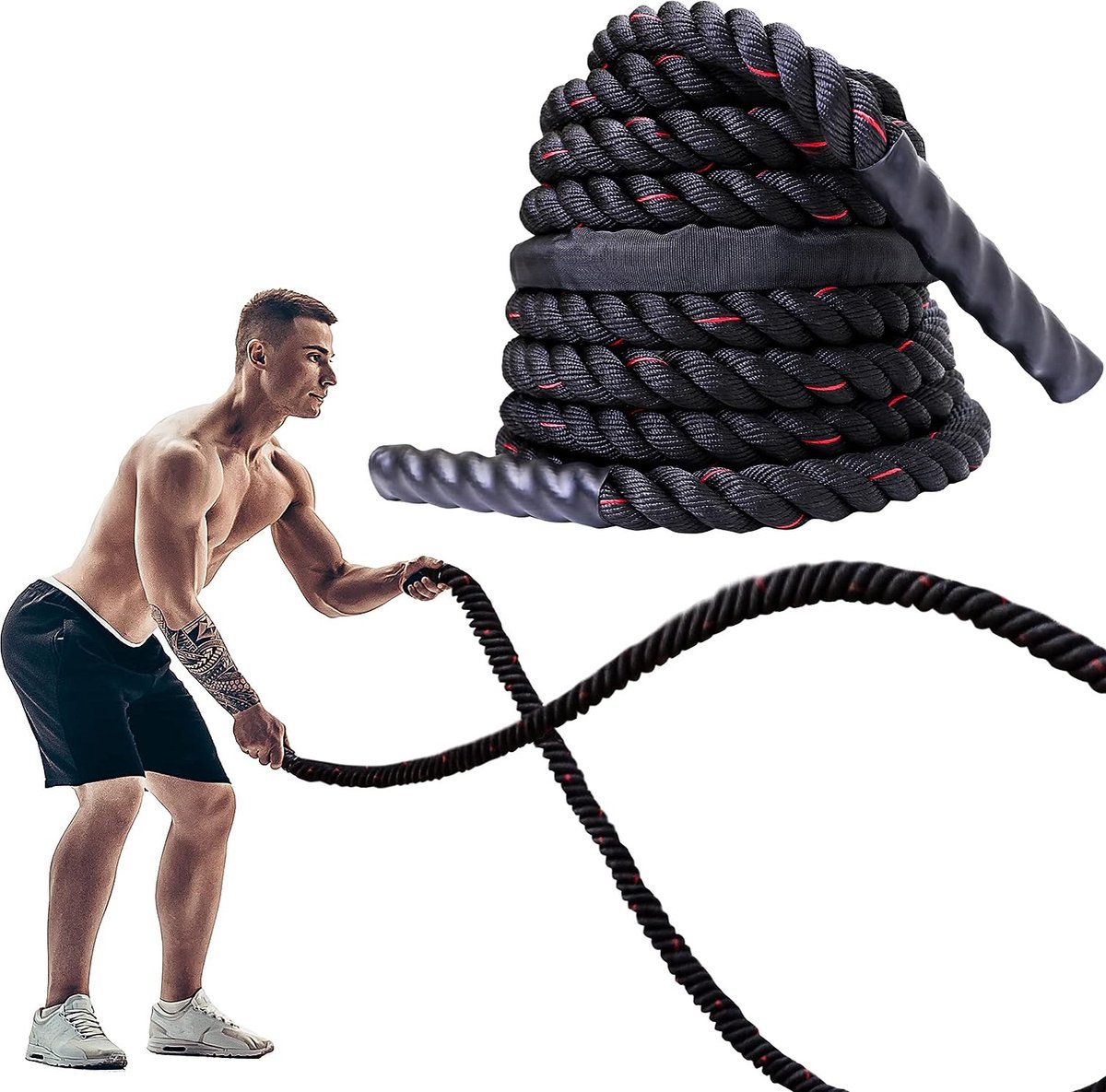 Geüpgraded Verzwaard Draadloos Gevechtstouw, 2 Draadloze Gevechtstouwen Geschikt Voor Thuissportscholen Hiit Krachttraining Stille En Draagbare Trainingstouwen Fitnesstouwen Multifunctionele Fitnessapparatuur Geschikt Voor Mannen En Vrouwen