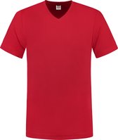 Tricorp T-shirt V-hals fitted - Casual - 101005 - Rood - maat L