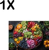 BWK Textiele Placemat - Groente en Fruit in Kleine Stukjes - Set van 1 Placemats - 35x25 cm - Polyester Stof - Afneembaar