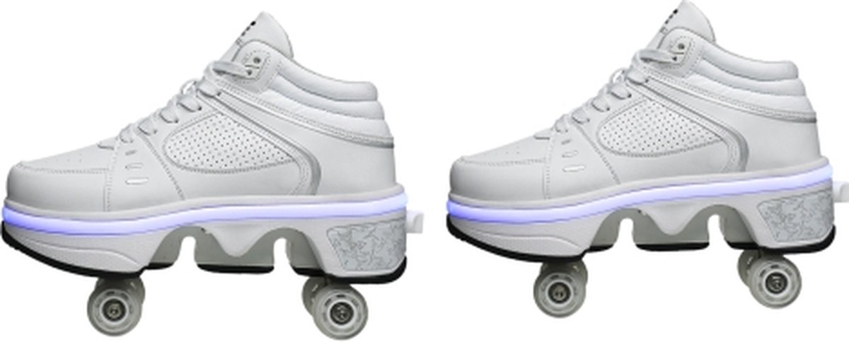 Rolschaatsschoenen voor jongens en meisjes kinderen mode sneakers schaatsen schoenen met afneembaar wiel, roze, 36 EU