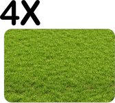 BWK Flexibele Placemat - Groen Gras - Set van 4 Placemats - 45x30 cm - PVC Doek - Afneembaar