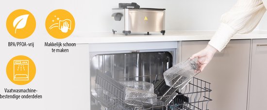 Tristar Frituurpan 5 liter - FR-6949 - Friteuse 2000W - 1 grote, 2 kleine manden, kijkvenster - RVS