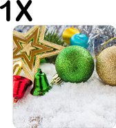 BWK Stevige Placemat - Kerstballen in de Sneew - Kerstsfeer - Set van 1 Placemats - 50x50 cm - 1 mm dik Polystyreen - Afneembaar