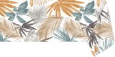 Raved Katoen Tafelzeil Bladeren  140 cm x  300 cm - Oranje - Groen - Waterafstotend - Uitwasbaar Tafelzeil