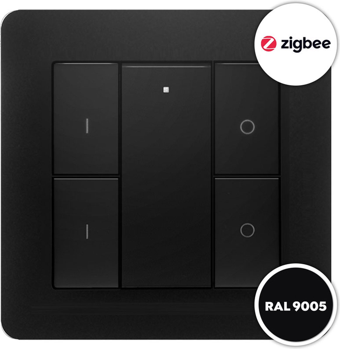 Zigbee interrupteur mural sans fil noir 2 zones - Incl. batterie