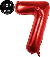 Fienosa Cijfer Ballonnen nummer 7 - Rood - 127 cm - XXL Groot - Helium Ballon - Verjaardag Ballon