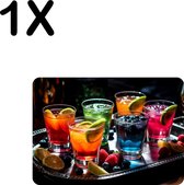 BWK Luxe Placemat - Gekleurde Cocktails op een Dienblad - Set van 1 Placemats - 35x25 cm - 2 mm dik Vinyl - Anti Slip - Afneembaar