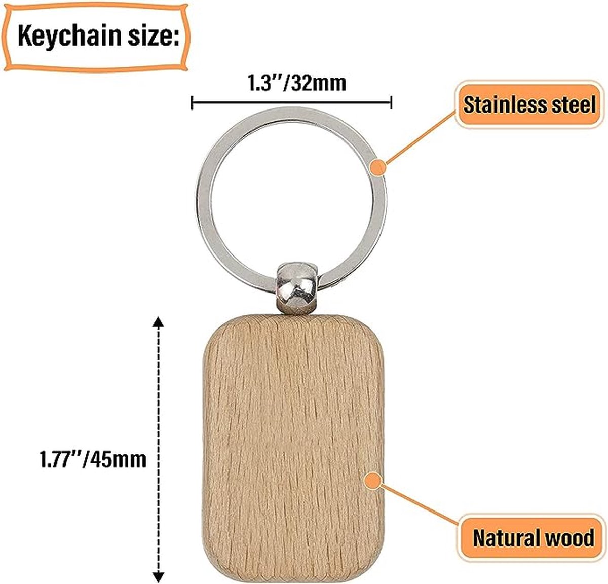 Dadabig 12 stuks houten sleutelhangers, blanco, gepersonaliseerde lederen sleutelhanger, houten hangers, onbewerkte houten hangers voor doe-het-zelf cadeau