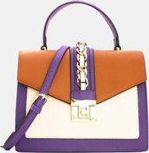 Somerville Fashion - Tom & Eva | Crossbody Bag | Dames Tas | Handtas | Bruin - Paars - Wit | 26,5 x 11 x 20 CM