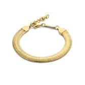 MIASOPHIA 4-MS22015 Stalen Armband Slang - 8mm Breed - 16,5+3cm Lengte - Staal - Goudkleurig