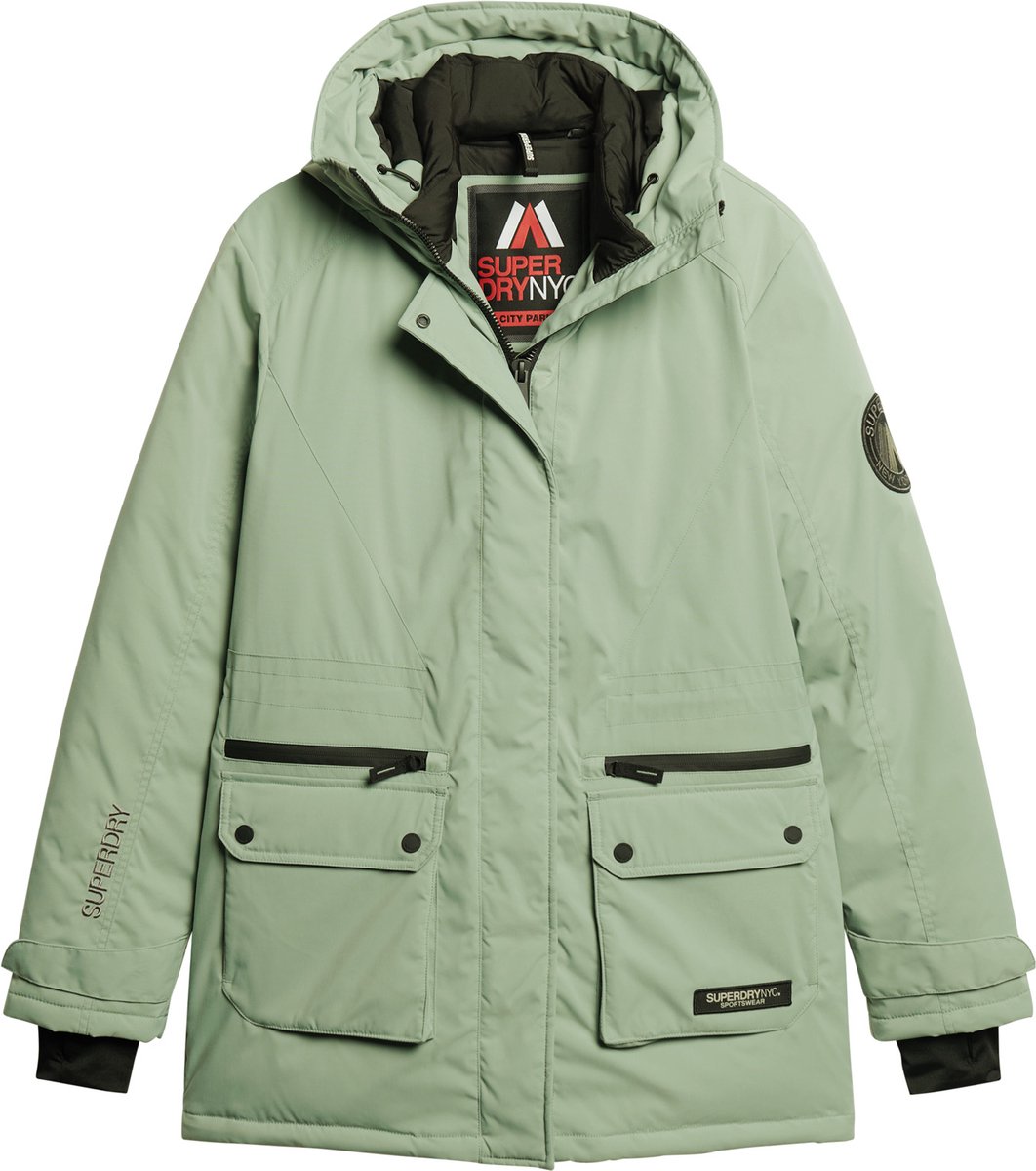 Superdry City Padded Parka Jacket Dames Jas Desert Sage Groen