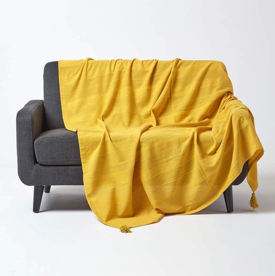 Couvre-lit Rajput, plaid, tapis de canapé, tissu lavable à fines côtes, 100% coton 255x360