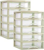 Plasticforte Ladeblokje/bureau organizer 2x lades - beige/transparant - L18 x B21 x H28 cm - plastic