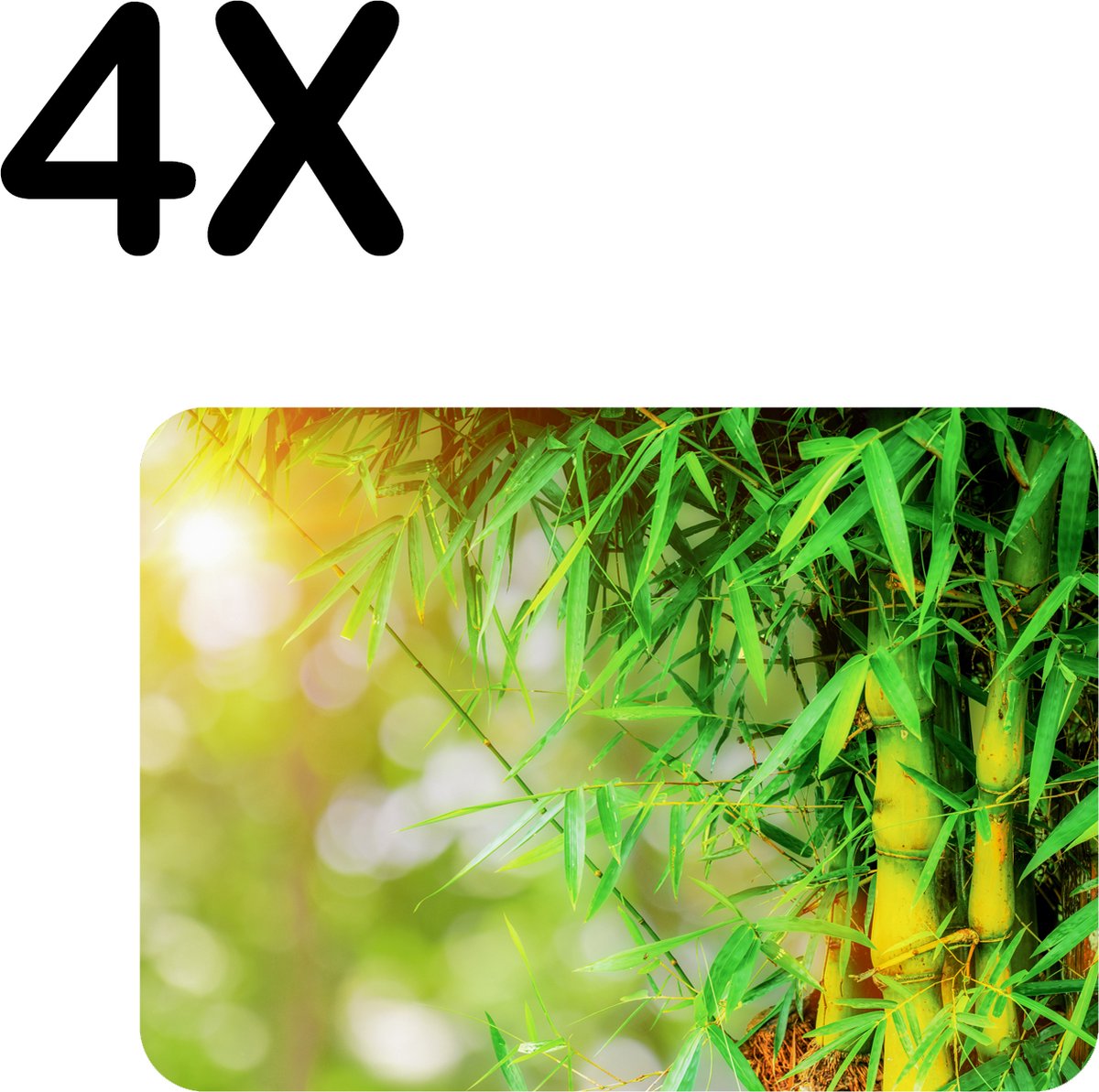 BWK Flexibele Placemat - Groene Bamboo - Set van 4 Placemats - 40x30 cm - PVC Doek - Afneembaar