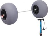Kruiwagenwiel 2 Stks TPU Band Opblaasbaar Wiel 33 cm Diameter Ballonwielen Banden met Hand Luchtpomp, 55 kg Laadvermogen en een Lagedrukontwerp van 2-3 PSI Geschikt voor Verschillende Terreinen