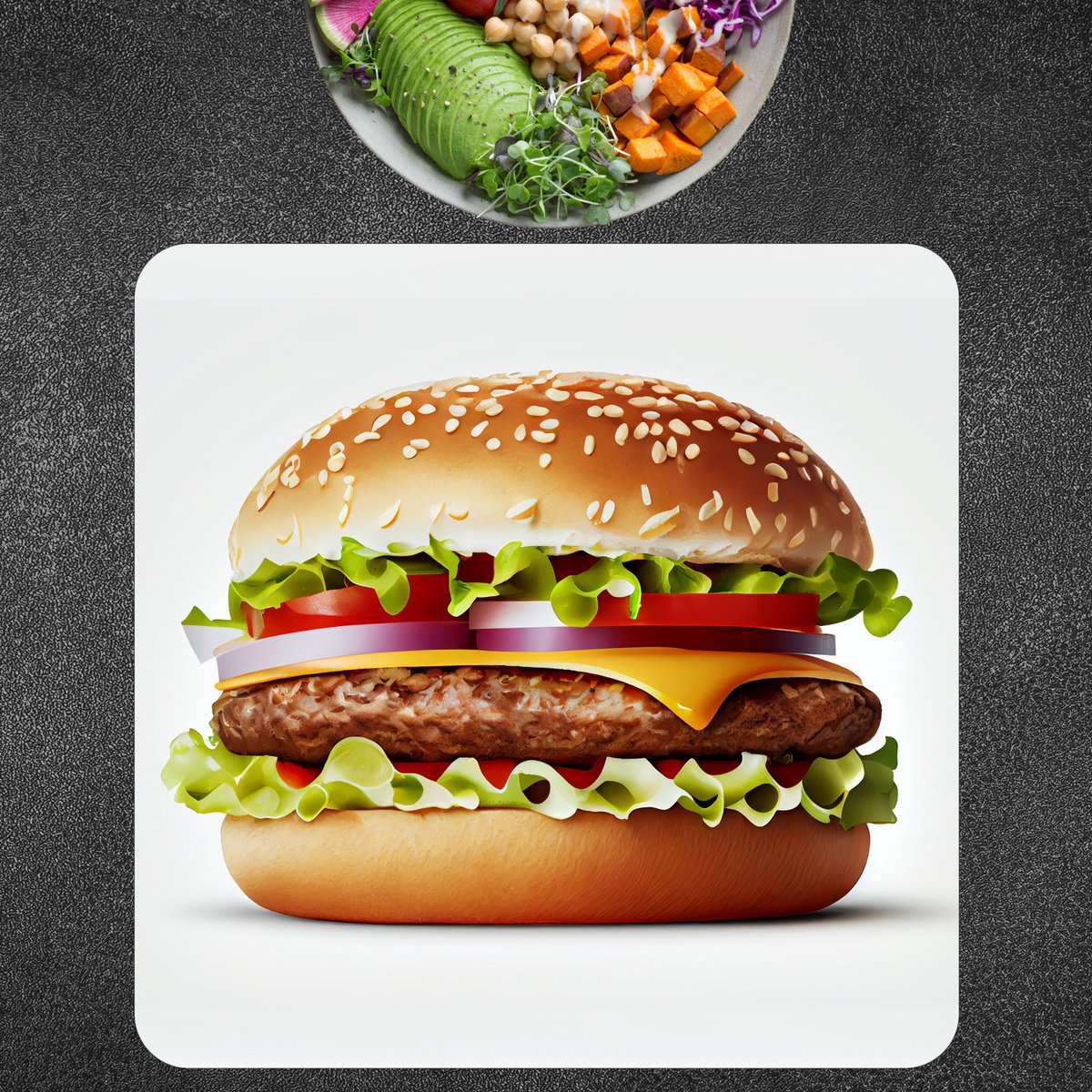 Luxe Placemat - Perfecte Hamburger op Lichte Achtergrond - Set van 1 Placemats - 40x40 cm - 2 mm dik Vinyl - Anti Slip - Afneembaar — cadeau in Cadeau-ideeën - foto 4