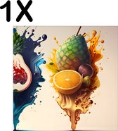 BWK Textiele Placemat - Fruit Splashes Art - Set van 1 Placemats - 40x40 cm - Polyester Stof - Afneembaar