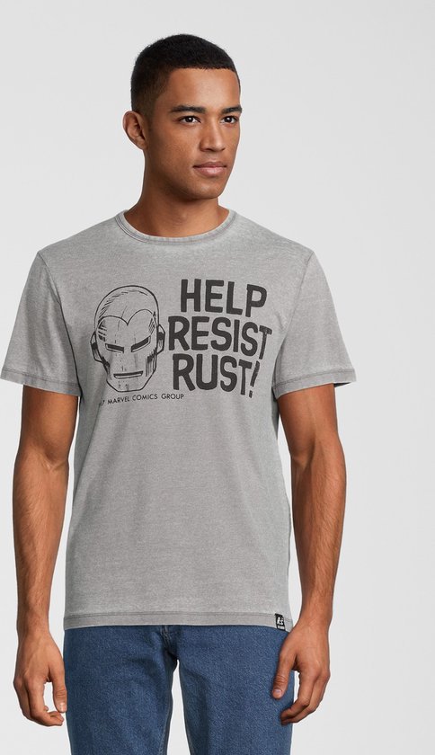 Recovered Marvel Help Resist Rust Licht Grijs T-Shirt