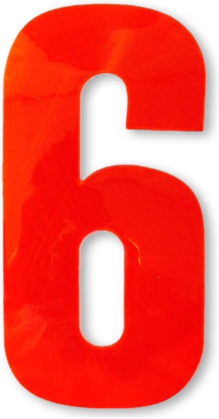 Reflecterend huisnummer 6, rood.
