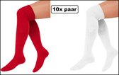 10x Paar Lange sokken rood en wit gebreid mt.41-47 -Red and White - Tiroler heren dames kniekousen kousen voetbalsokken festival Oktoberfest voetbal