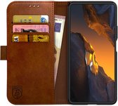 Rosso Element Book Case Wallet Hoesje Geschikt voor Xiaomi Poco F5 | Portemonnee | 3 Pasjes | Magneetsluiting | Stand Functie | Bruin