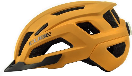 Foto: Cube fietshelm cinity all terrain helm in mould constructie insectennetje afneembare zonneklep 57 62 cm maat l okergeel