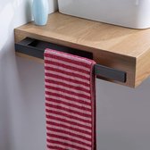Zwarte handdoekhouder zonder boren handdoekstang zelfklevende badhanddoekhouder roestvrij staal voor badkamer en keuken, 39 cm
