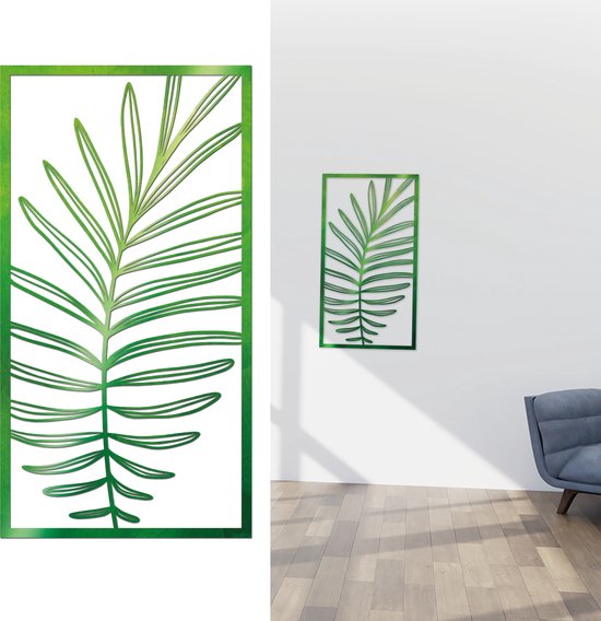 DEKODU TAIM 2 Large - Wanddecoratie - Groen Print - UV Print - Acrylaat art - Line art - Wall art - Bohemian - Modern - Botanical - Plant - Transparant - Wandborden - Woonkamer - natuur - kado - Kunst - Abstract - geschenk - 80x42 cm