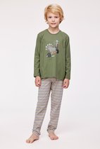 Woody pyjama jongens/heren - kakigroen - kalkoen - 232-10-PLS-S/753 - maat 128