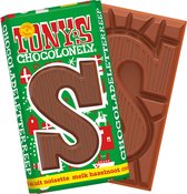 Tony's Chocolonely Chocolade Letter S - Melk Hazelnoot Reep - Sinterklaas Cadeau - Schoencadeautje Sint - Fairtrade Belgische Chocolade - 180 Gram