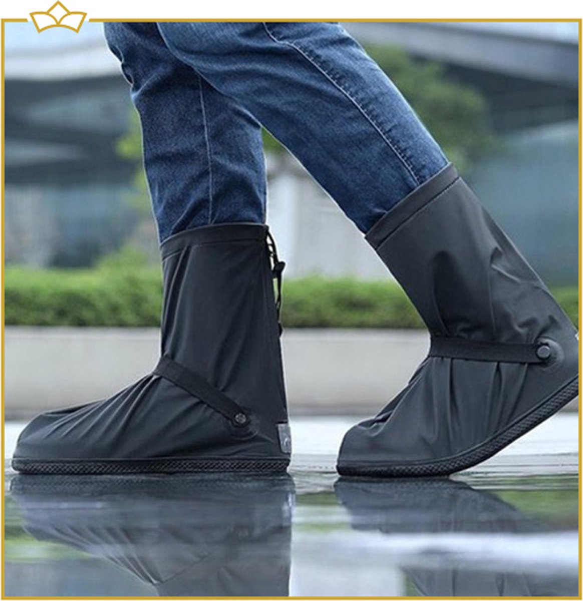 ATTREZZO® Regenschoenen overtrek – duurzaam - Hoog model – waterdicht en anti slip – Zwart - maat 40-41