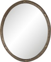 HAES DECO - Ovale Spiegel - Kleur Bruin - Formaat 22x1x27 cm - Materiaal Polyresin / Glas - Wandspiegel, Spiegel Ovaal