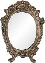 HAES DECO - Kleine Ovale Spiegel - Kleur Bruin - Formaat 9x1x12 cm - Materiaal Polyresin / Glas - Wandspiegel, Spiegel Ovaal