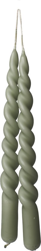 Twisted kaarsen groen - 2pc - swirl- candle- sea green
