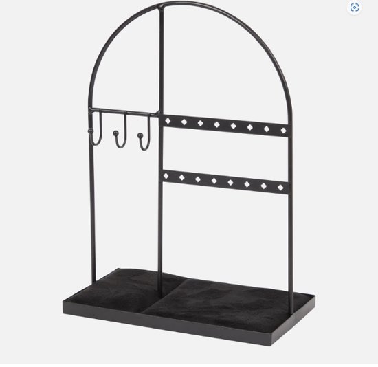 Metalen sieradenrek - 18 x 10 x 25cm - Zwart - Velvet onderkant | bol.com