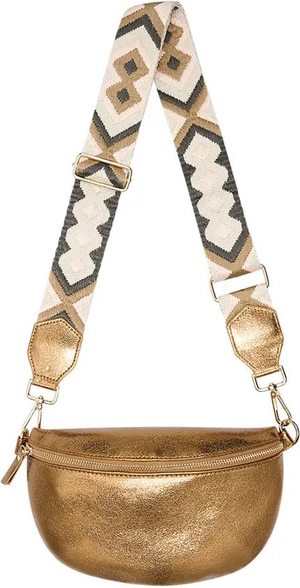 Cross body tas - Schouder tas - met gekleurde strap - koperbruin - super trendy