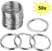 Fako Bijoux® - Sleutelring - 30mm - Sleutelringen - Sleutelhanger Ringen - RVS Ring - Staal - Plat - Zilver - 50 Stuks