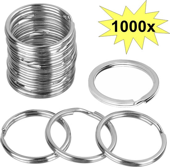 Fako Bijoux® - Sleutelring - 30mm - Sleutelringen - Sleutelhanger Ringen - RVS Ring - Staal - Plat - Zilver - 1000 Stuks