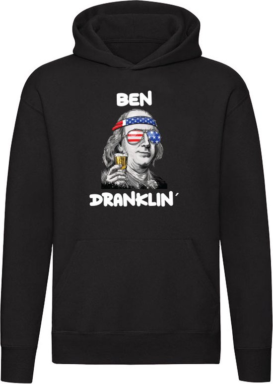 Ben dranklin Hoodie - wetenschap - politicus - schrijver - dollar - amerika - franklin - bier - usa - humor - grappig - unisex - trui - sweater - capuchon