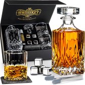 Whisiskey Whiskey Karaf - Klassiek - Whiskey Glazen - Luxe Whiskey Karaf Set - 0,8 L – Decanteer Set - Whisky Set - Incl. 2 Tumbler Glazen, 4 RVS Whiskey Stones - Peaky Blinders